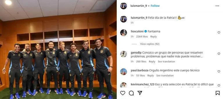 El comentario de Lionel Scaloni a la foto que subió Luis Martín, preparador físico de la selección argentina