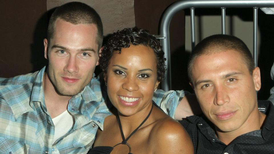 Luke Macfarlane with Over There co-stras Lizetter Carrion and Erik Palladino, 2005 