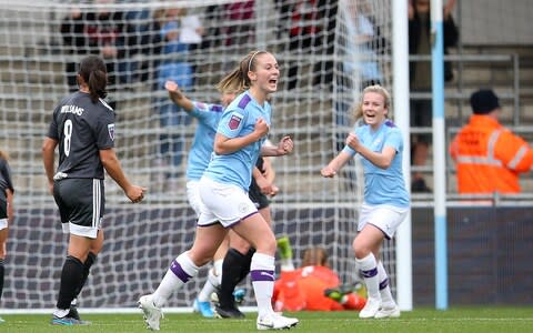 Keira Walsh celebrates scoring against Birmingham City  - Credit: PA