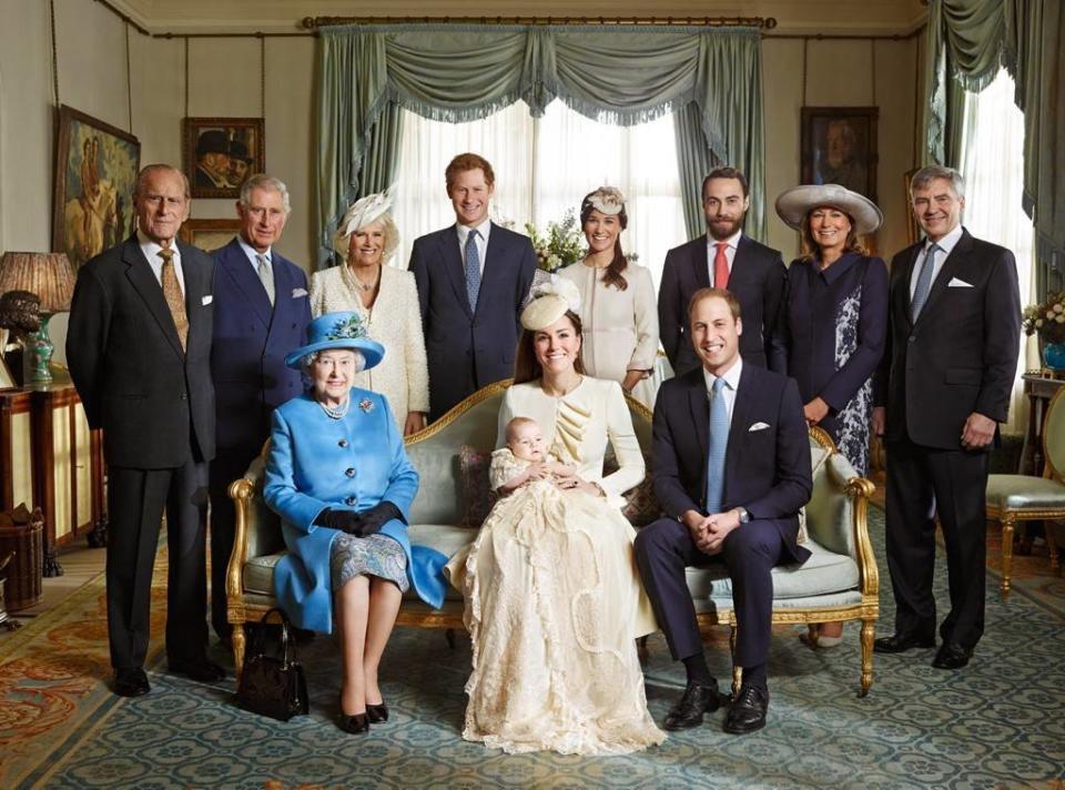 Official group portrait taken after Prince George's christening.&nbsp;