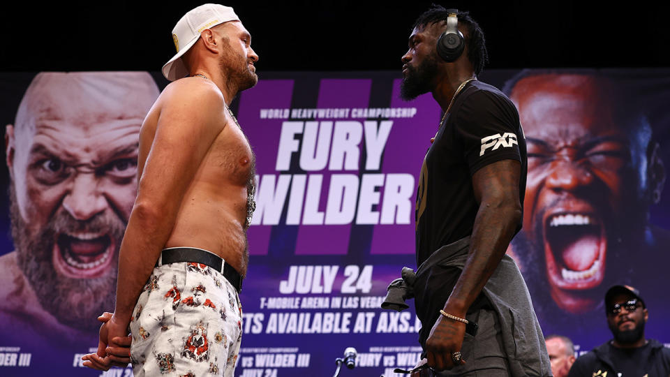 Tyson Fury and Deontay Wilder's highly anticipated face-off left many boxing fans disappointed, after the pair barely engaged with one another. (Photo by Mikey Williams/Top Rank Inc/Getty Images)