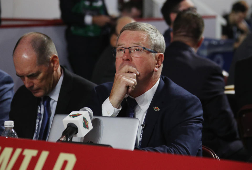 VANCOUVER, BRITISH COLUMBIA - JUNE 22: Paul Fenton of the Minnesota Wild attends the 2019 NHL Draft at the Rogers Arena on June 22, 2019 in Vancouver, Canada. (Photo by Bruce Bennett/Getty Images)