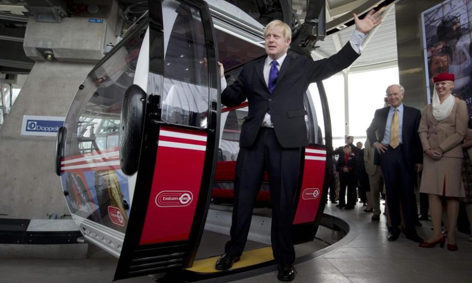 Boris Johnson at the launch of the £60m Emirates Air Line in 2012, when he was the London mayor.