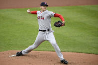 Boston Red Sox starting pitcher Nick Pivetta delivers a pitch during the first inning of a baseball game against the Baltimore Orioles, Sunday, May 9, 2021, in Baltimore. (AP Photo/Nick Wass)