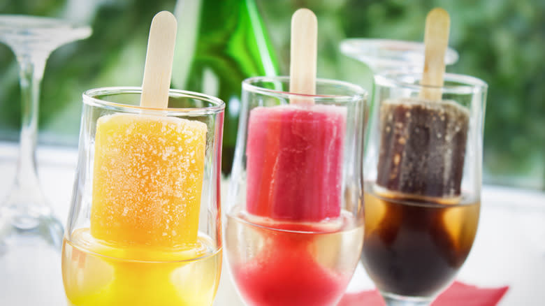 popsicles in champagne glasses