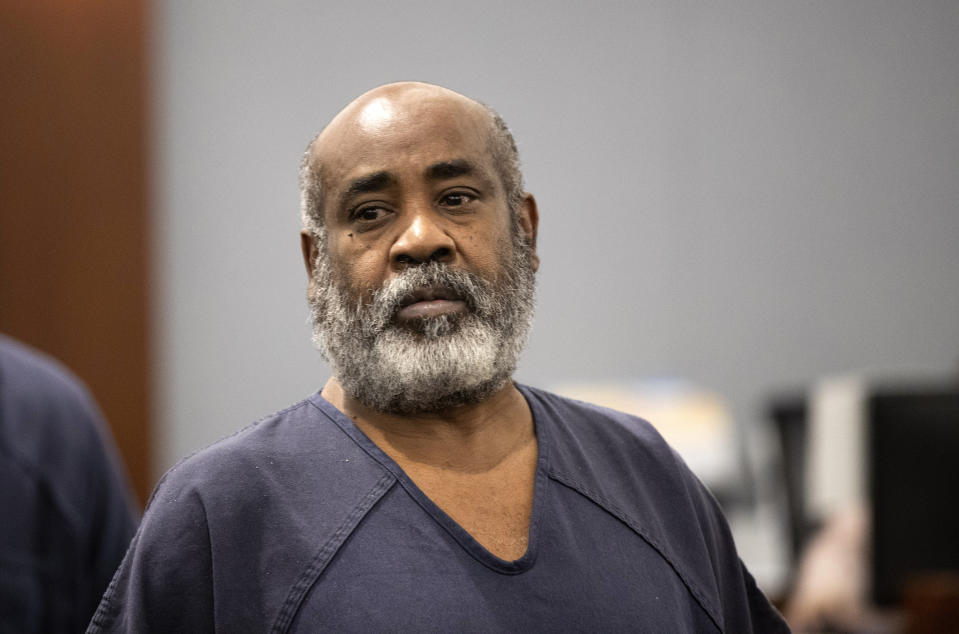 Duane "Keffe D" Davis arrives in Clark County District Court Tuesday, Nov. 7, 2023, in Las Vegas. Davis was arrested in September and has pleaded not guilty to murder in the 1996 killing of rapper Tupac Shakur. (Steve Marcus/Las Vegas Sun via AP, Pool)