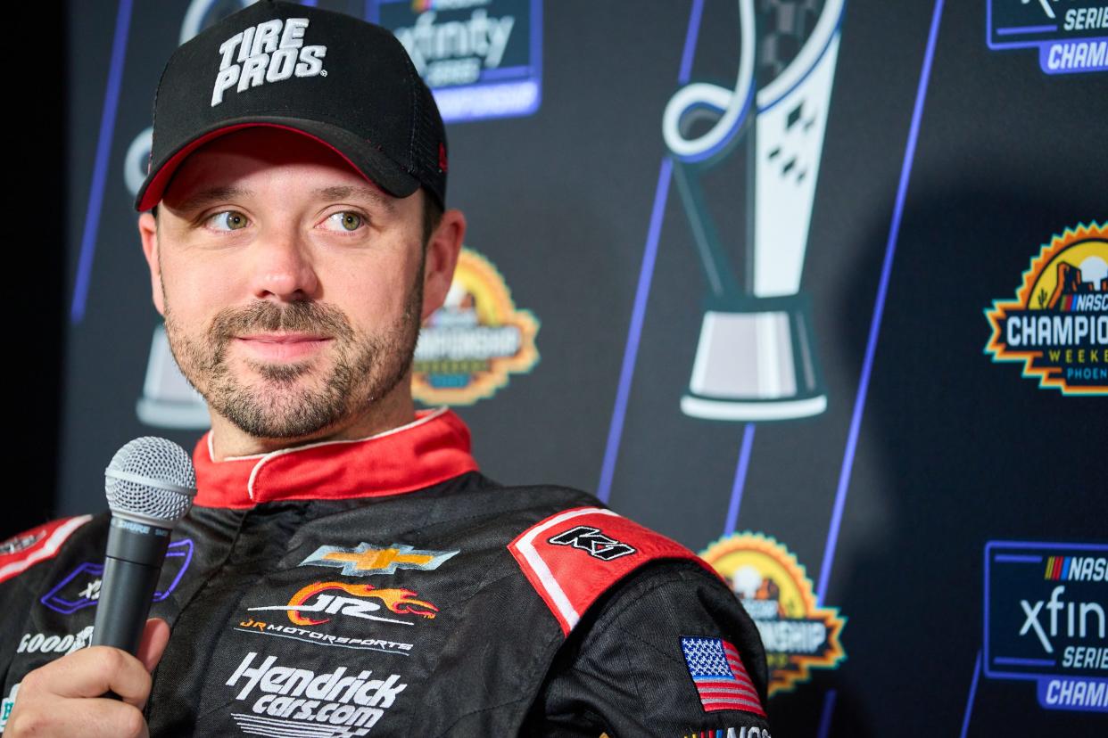 Josh Berry, the driver of the NASCAR  Xfinity Series No. 8 JR Motorsports Chevrolet, speaks to the media during the NASCAR media day at Phoenix Convention Center on Thursday, Nov. 3, 2022, ahead of the championship weekend races at Phoenix International Raceway.