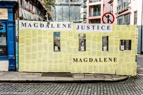 <span class="caption">In the 20th century Magdalene laundries were punitive institutions where young "fallen" women – pregnant and unmarried – endured a daily regime of silence, prayer and hard labour. The last Magdalene laundry closed in 1996.</span> <span class="attribution"><a class="link " href="https://www.flickr.com/photos/infomatique/8010431147" rel="nofollow noopener" target="_blank" data-ylk="slk:William Murphy/lFlickr;elm:context_link;itc:0;sec:content-canvas">William Murphy/lFlickr</a>, <a class="link " href="http://creativecommons.org/licenses/by-sa/4.0/" rel="nofollow noopener" target="_blank" data-ylk="slk:CC BY-SA;elm:context_link;itc:0;sec:content-canvas">CC BY-SA</a></span>