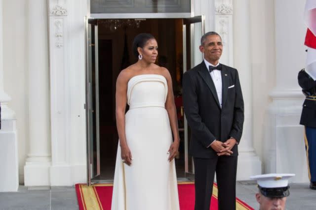 Michelle Obama trug bei einem Staatsbankett im August 2016 Brandon Maxwell (Bild: Getty Images)