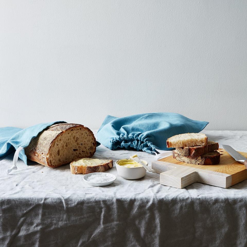 Protect your fresh dough from the elements with these reusable linen bread bags. They keep bread fresher for longer periods of time, and answer the age-old question of how to keep a loaf of crunchy bread fresh for longer than a day or two. <a href="https://fave.co/2V3nfgu" target="_blank" rel="noopener noreferrer">Find the set of two for $36 at Food52</a>.&nbsp;