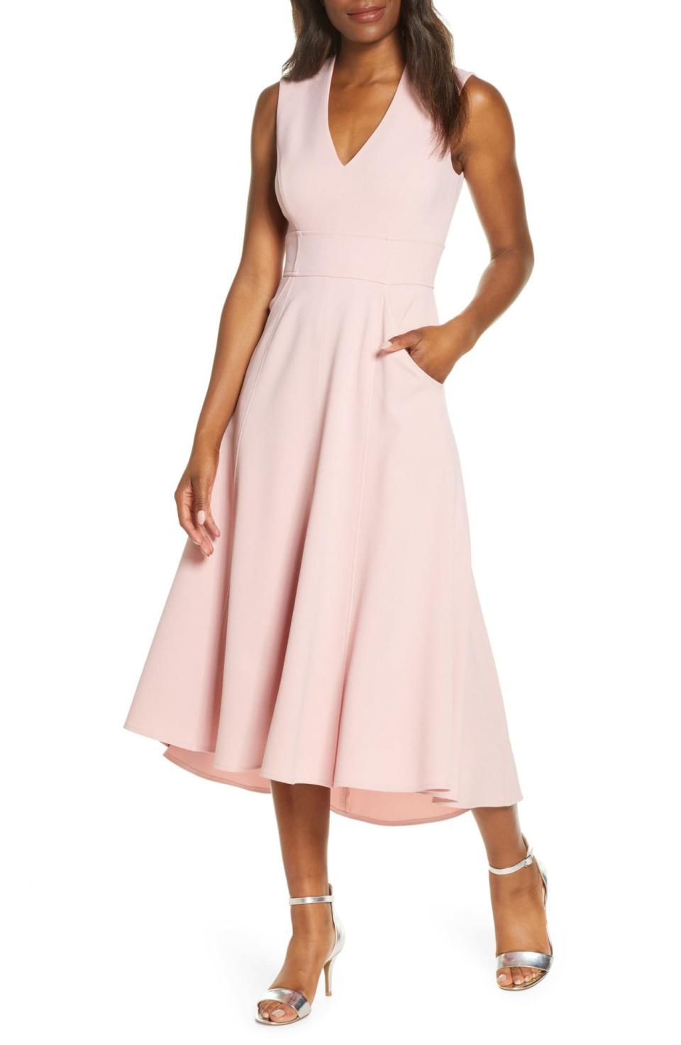 Eliza J High/Low Fit & Flare Dress in Blush