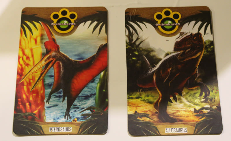 The cards are nicely illustrated and are made from sturdy materials. On the reverse side are stats about the dinosaur on the front.