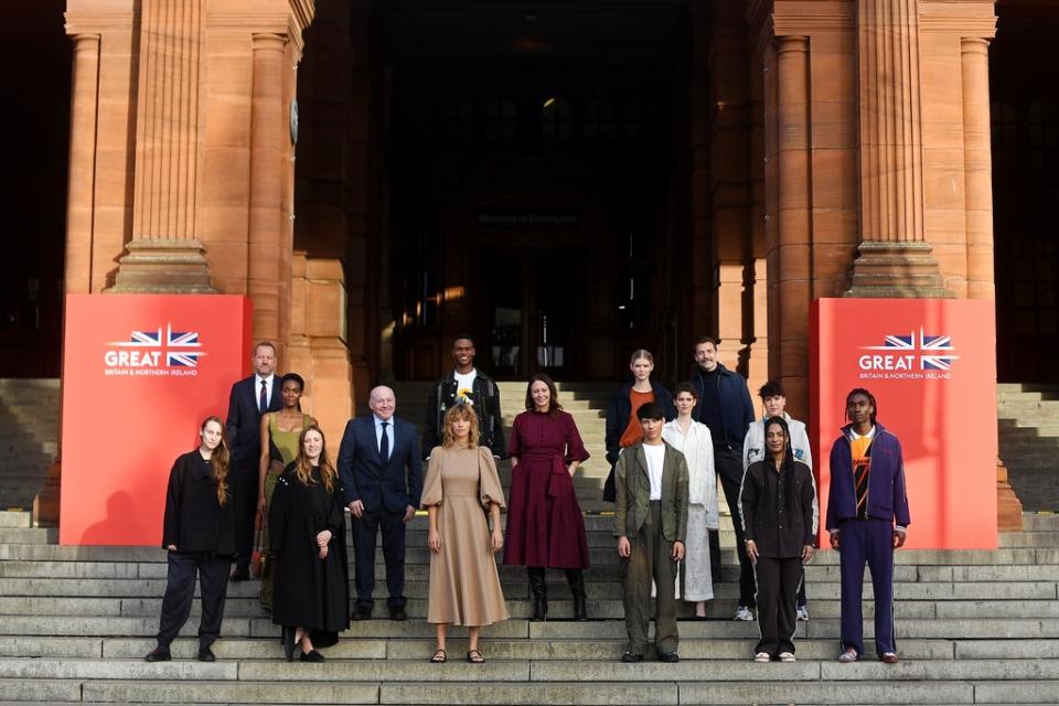 Models and designers outside the Kelvingrove Art Gallery and Museum for the GREAT Fashion For Climate Action event  (Getty Images for GREAT/BFC)