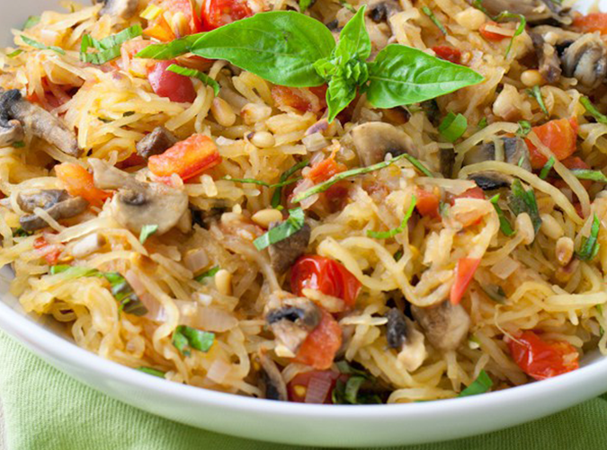 Tomato Mushroom Spaghetti Squash