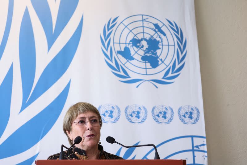 FILE PHOTO: Michelle Bachelet, UN High Commissioner for Human Rights addresses the media, in Geneva