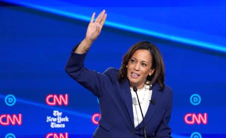 Senator Kamala Harris speaks during the fourth U.S. Democratic presidential candidates 2020 election debate in Westerville, Ohio