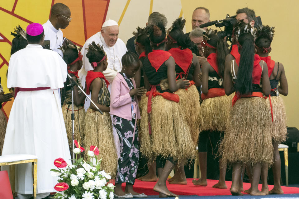 El papa Francisco en el Martyrs’ Stadium de Kinshasa, Congo. (AP/Samy Ntumba Shambuyi) (AP Foto/Jerome Delay)