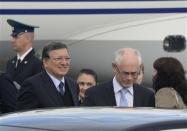 European Council President Herman Van Rompuy (R) and European Commission President Jose Manuel Barroso arrive to take part in the G20 Summit in St. Petersburg, September 5, 2013. REUTERS/Ilya Pitalyov/RIA Novosti/Pool