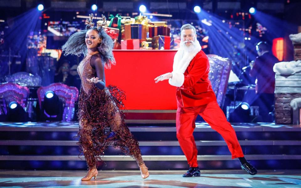 Less Weatherfield, more Broadway: Coronation Street's Alexandra Mardell and partner Kai Widdrington with the quickstep - Guy Levy/BBC