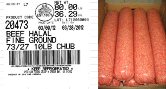 One, two, or five pound ground beef meat chub bags marked not for