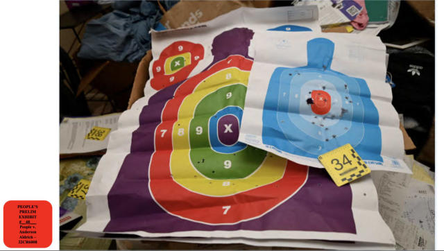 Rainbow-patterned gun targets found at Anderson Aldrich’s home