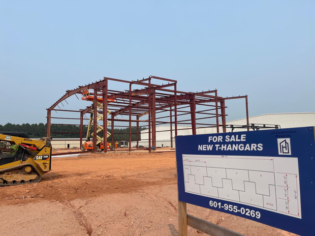 The Gadsden City Council recently approved an agreement with a developer who plans to construct multiple T-hangars at the Northeast Alabama Regional Airport. Pictured is a similar project at an airport in Newnan, Georgia, by LH Construction Group.
