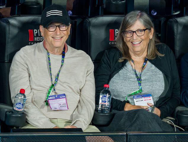 <p>Andy Cheung/Getty</p> Bill Gates and sister Kristianne Gates watch the Semifinals singles match between Elena Rybakina of Kazakhstan and Victoria Azarenka during day 11 of the 2023 Australian Open on January 26, 2023 in Melbourne, Australia.