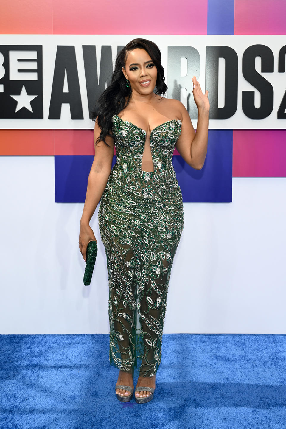Angela Simmons at the 2024 BET Awards on June 30 in Los Angeles, gun purse, red carpet