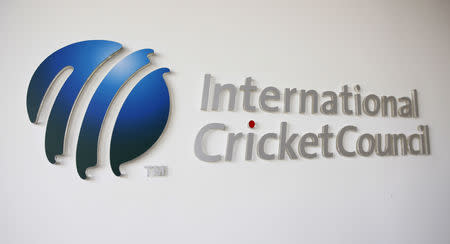 The International Cricket Council (ICC) logo at the ICC headquarters in Dubai, October 31, 2010. REUTERS/Nikhil Monteiro/File Photo