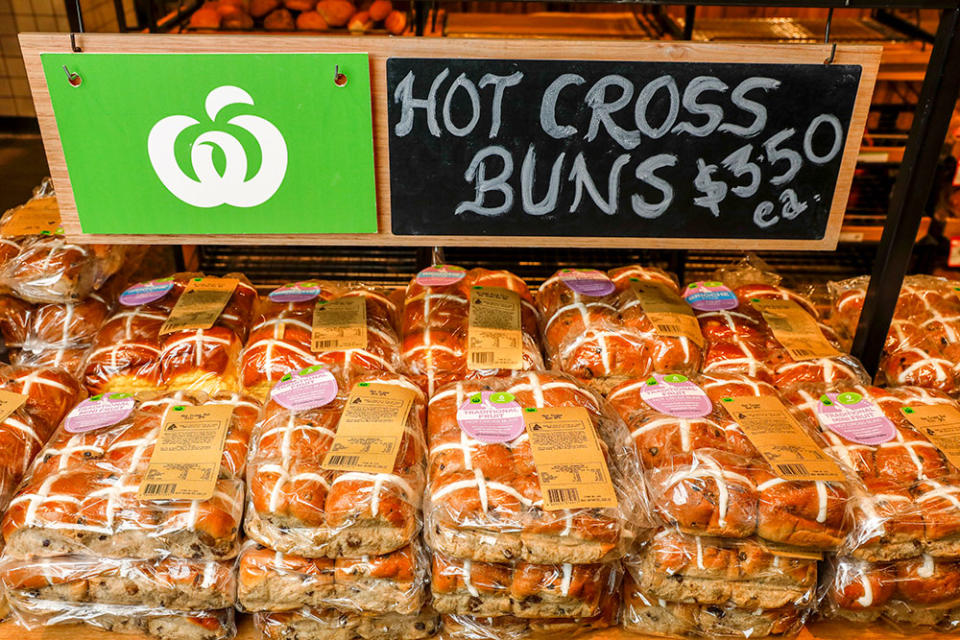 Woolies have caused a stir by announcing hot cross buns are not on sale at the shop. Photo: Supplied