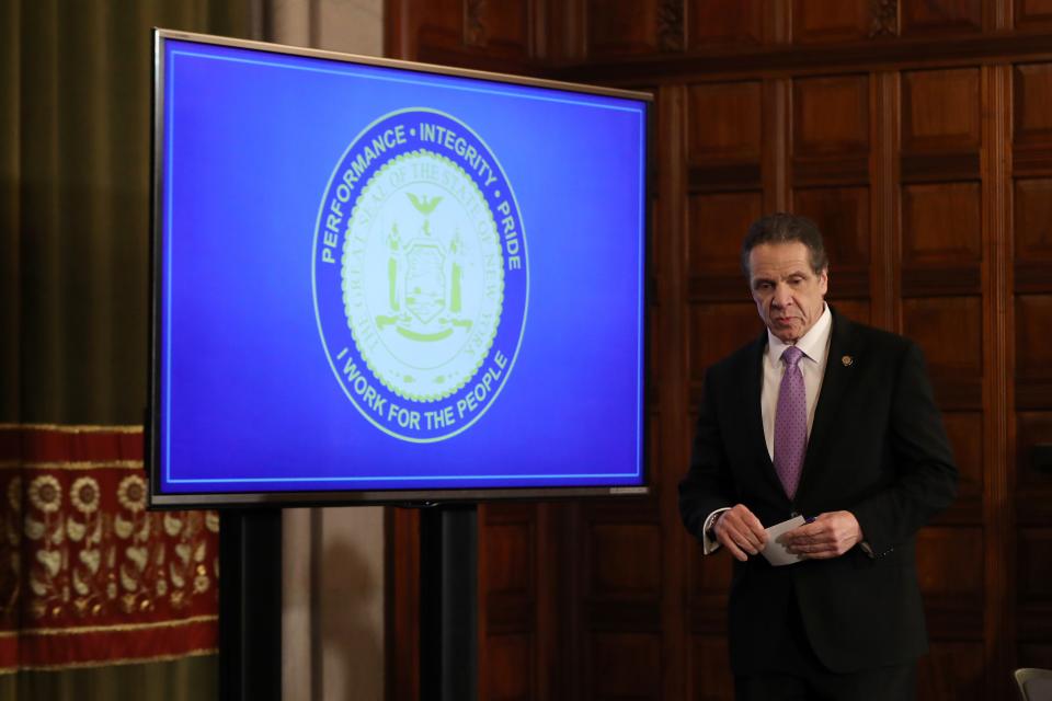 <h1 class="title">New York State Governor Andrew Cuomo Holds Daily News Conference Amid Coronavirus Outbreak</h1><cite class="credit">Getty Images</cite>