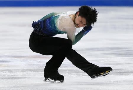 Figure Skating - ISU World Championships 2017 - Men's Free Skating - Helsinki, Finland - 1/4/17 - Yuzuru Hanyu of Japan competes. REUTERS/Grigory Dukor