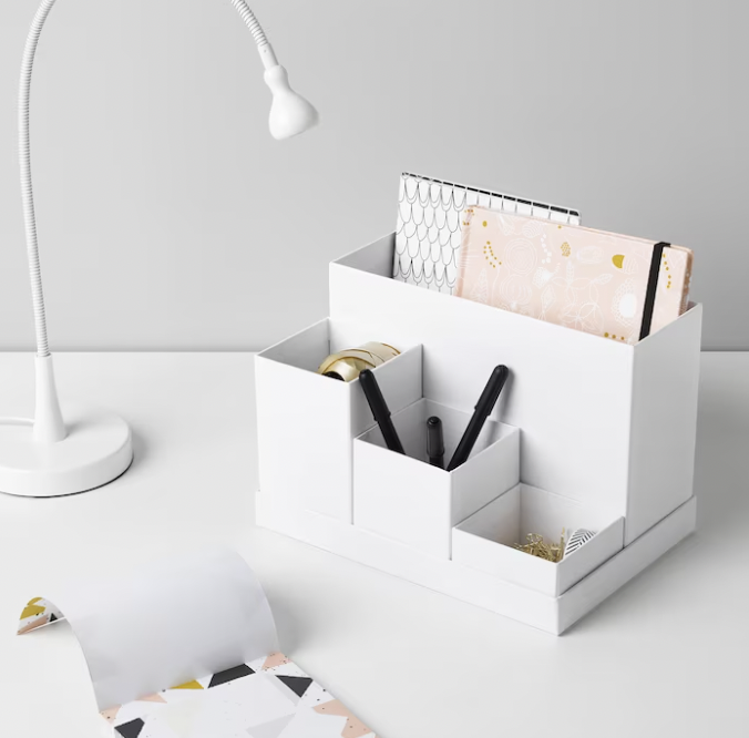 <p><a href="https://www.ikea.com/us/en/p/tjena-desk-organizer-white-60395452/" rel="nofollow noopener" target="_blank" data-ylk="slk:Shop Now;elm:context_link;itc:0;sec:content-canvas" class="link ">Shop Now</a></p><p>Tjena Desk Organizer </p><p>$6.99</p><p>ikea.com</p>