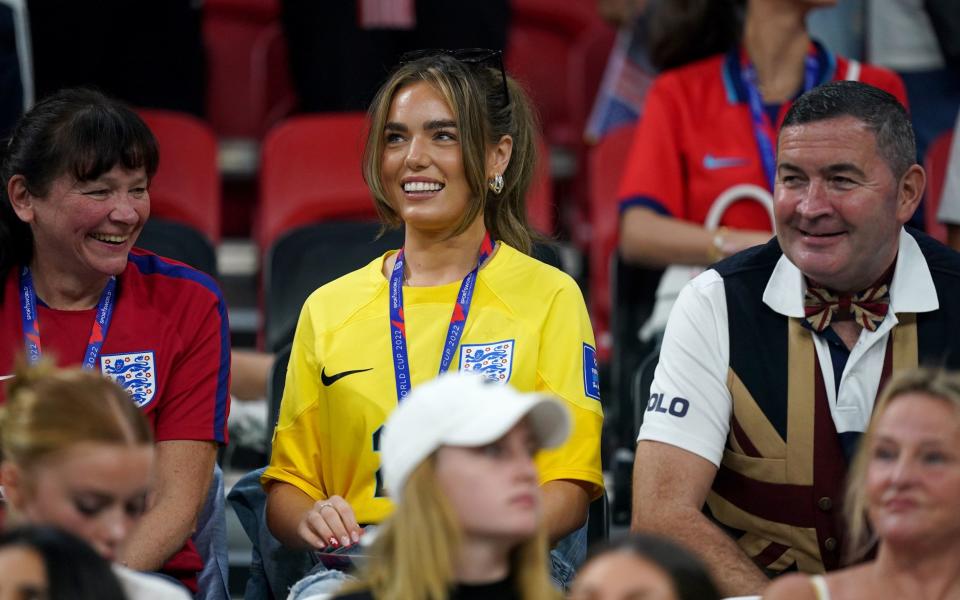 Kevin Grealish (R) with Georgina Irwin (C), fiance of England goalkeeper Aaron Ramsdale and Ramsdale's mother Caroline Ramsdale - Mike Egerton /PA