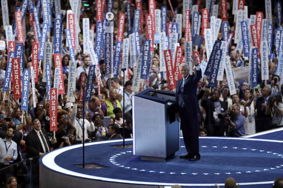 Former President Bill Clinton at the Democratic National Convention on Tuesday. (Photo: John Locher/AP)