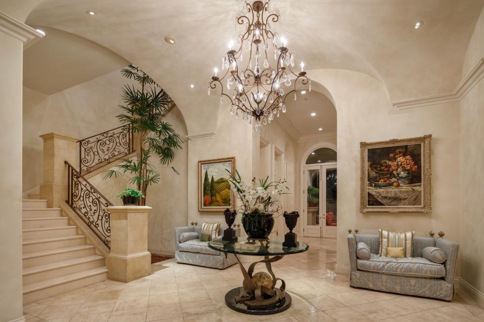 The foyer and stairs in Lee Iacocca's former home.