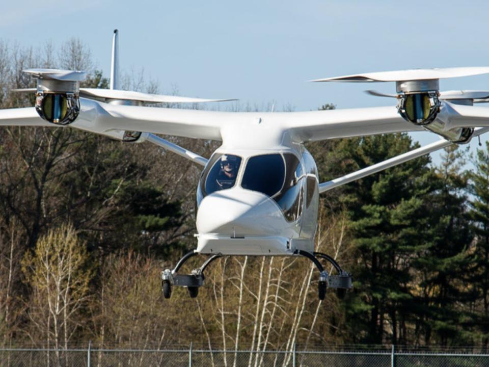 An ALIA-250 electric vertical aircraft built by aerospace company BETA Technologies.