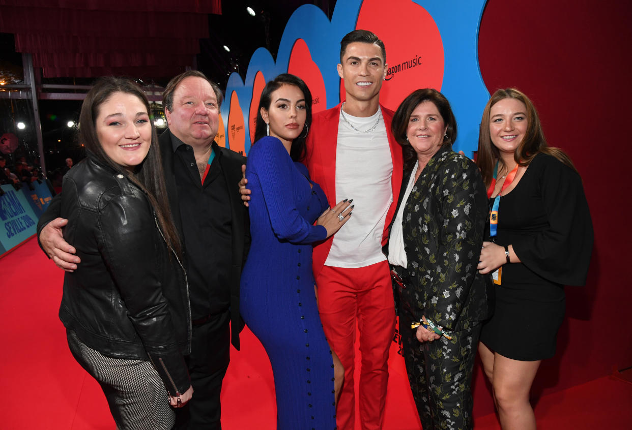 SEVILLE, SPAIN - NOVEMBER 03: (from 2nd L) Bob Bakish, Georgina Rodriguez, Cristiano Ronaldo and guests attend the MTV EMAs 2019 at FIBES Conference and Exhibition Centre on November 03, 2019 in Seville, Spain. (Photo by Kevin Mazur/WireImage)