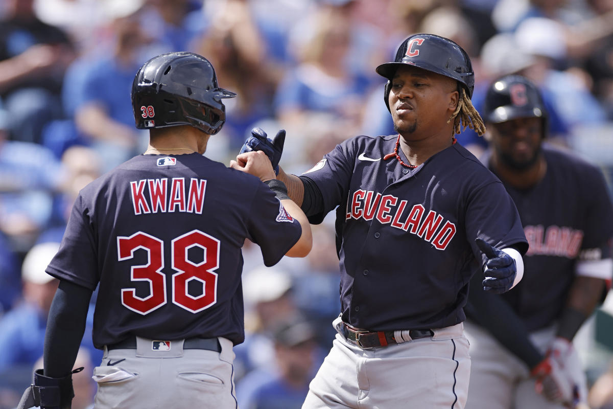 Steven Kwan and Amed Rosario of the Cleveland Guardians celebrate a News  Photo - Getty Images