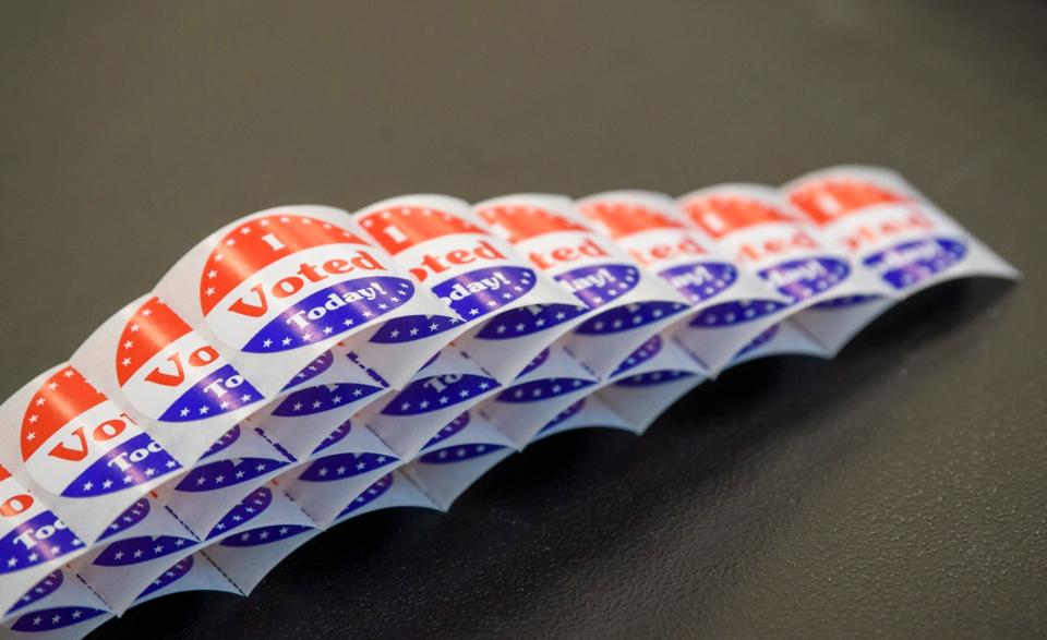 "I Voted Today!" stickers at the vote center for Bloomington precincts 3, 7, and 22 as well as Perry precincts 6, 8, 15 and 31 on Tuesday, May 3, 2022.