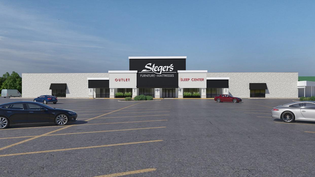 A rendering depicts the planned exterior of Steger's new location at the NorthPoint Shopping Center, which expects to open this summer.
