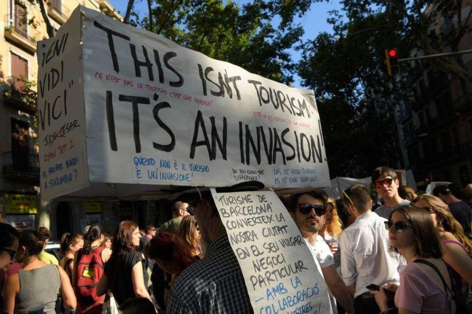 Barcelona locals protested this year (AFP/Getty)