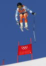 Norway's Kjetil Jansrud goes airborne during the downhill run of the men's alpine skiing super combined event at the 2014 Sochi Winter Olympics at the Rosa Khutor Alpine Center February 14, 2014. REUTERS/Stefano Rellandini