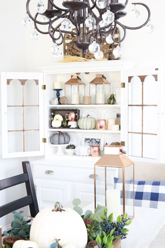 farmhouse fall decorations hutch