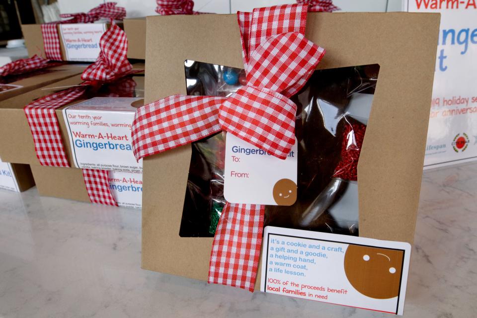 Warm-A-Heart Gingerbread Kits at Ellie's in Providence, raise money for families in need. They cost $8.