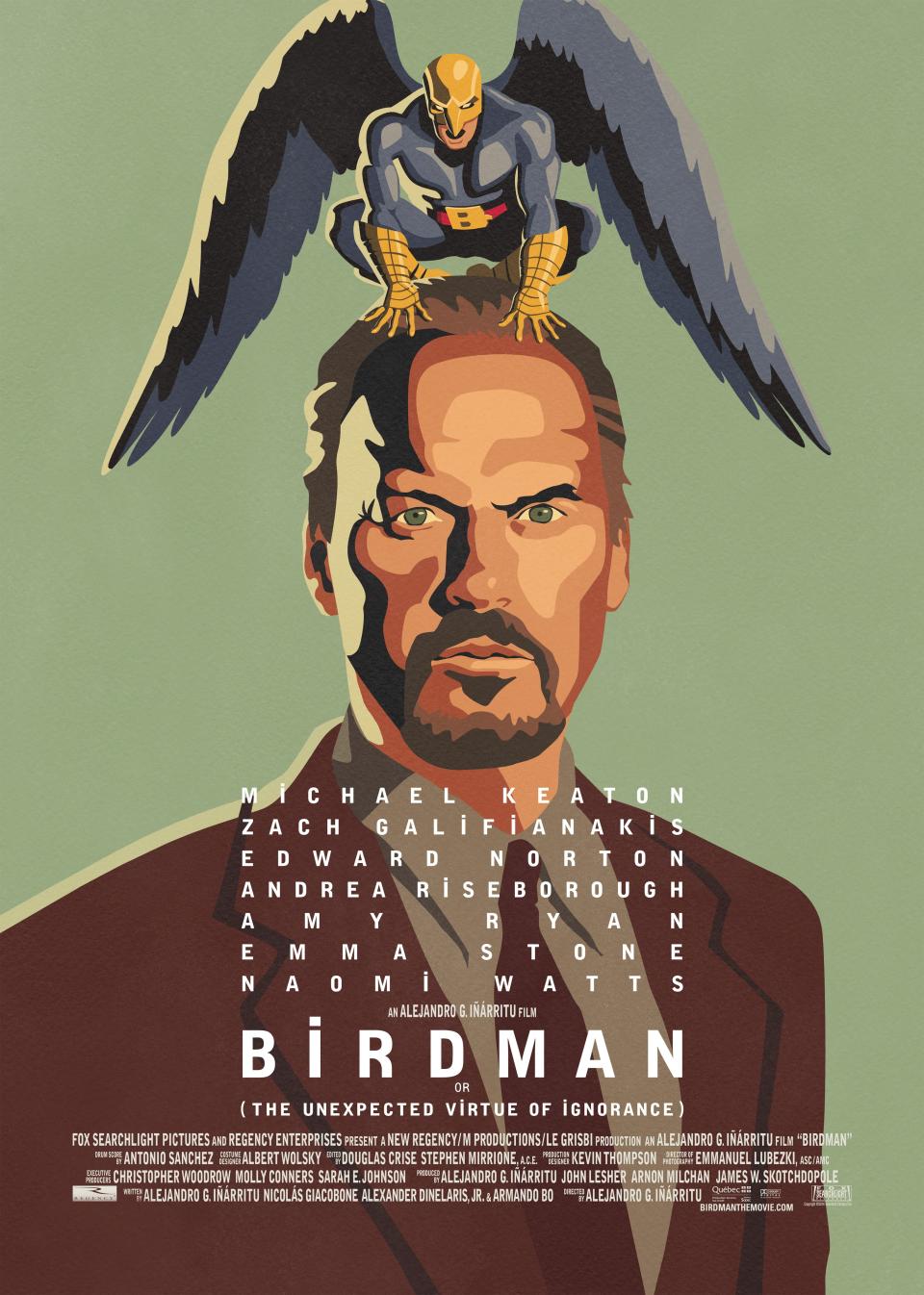 BIRDMAN OR (THE UNEXPECTED VIRTUE OF IGNORANCE), (aka BIRDMAN), poster, Michael Keaton, 2014. TM and ©Fox Searchlight Pictures. All rights reserved./Courtesy Everett Collection