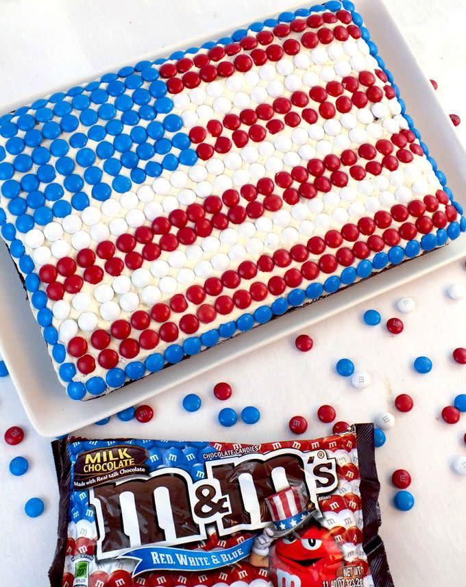 M&M Flag Cake