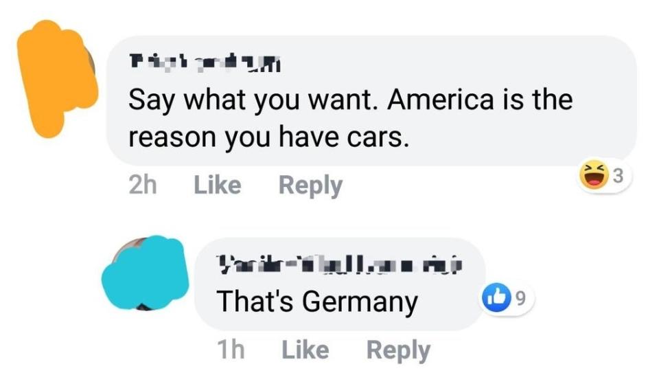 Person says America is the reason we have cars but it's actually Germany