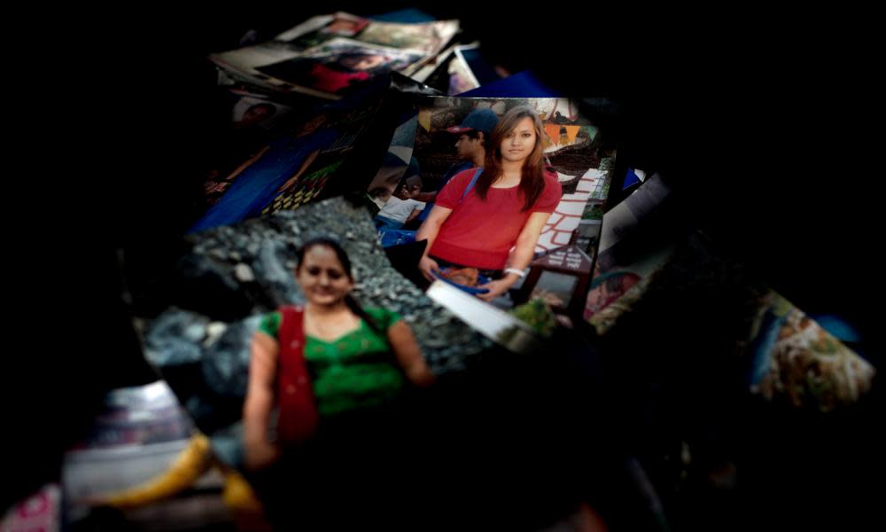 Pictures of missing women submitted to Mati Nepal, a Kathmandu-based NGO, which works to protect victims of human trafficking