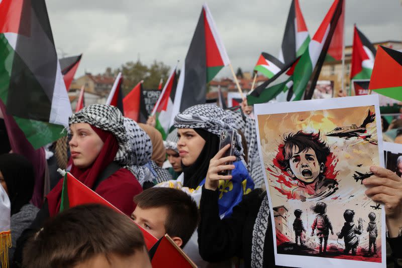 Rally in support for the Palestinian people in Sarajevo